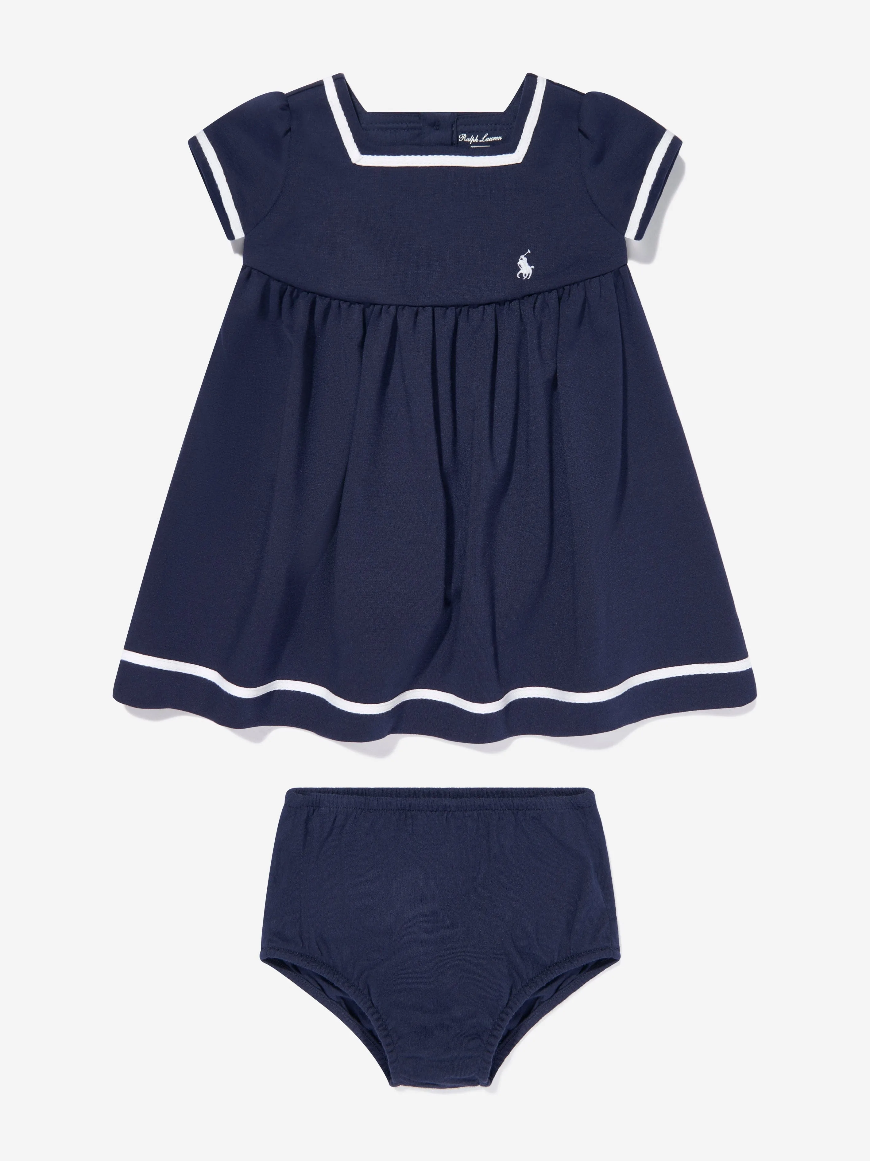 Maritimes Kleid für Baby-Mädchen in Marineblau