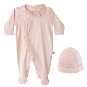 Baby Mädchen Pfirsich Blumen Baby Set