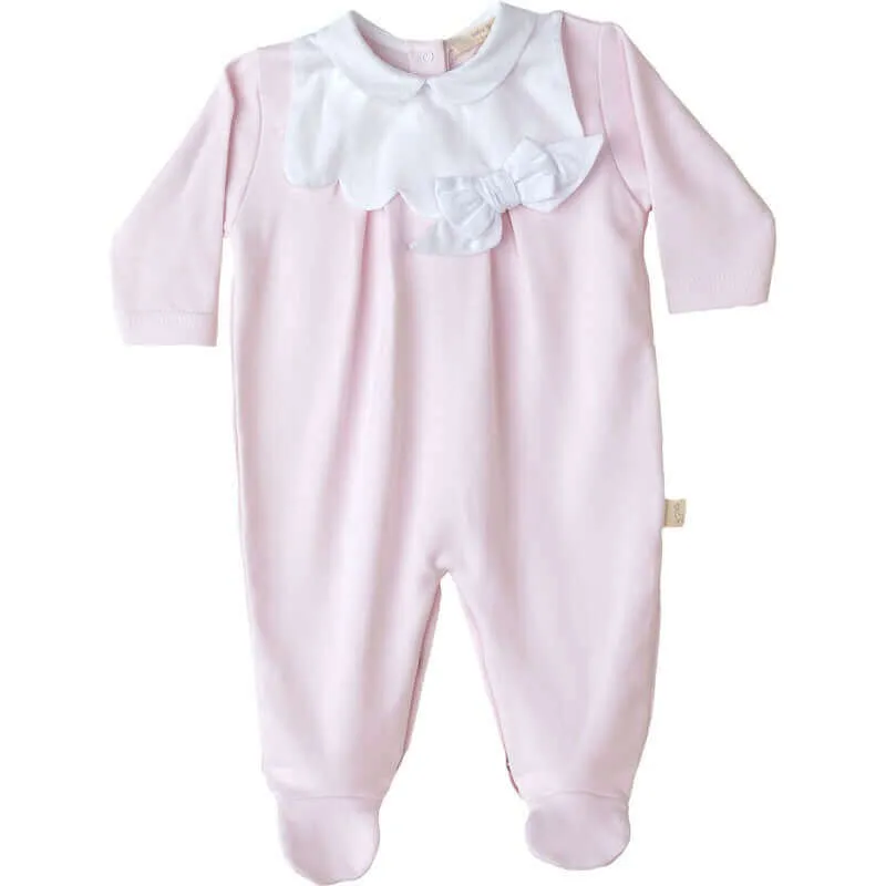 Rosa Baumwoll-Babybody mit Schleife für Mädchen