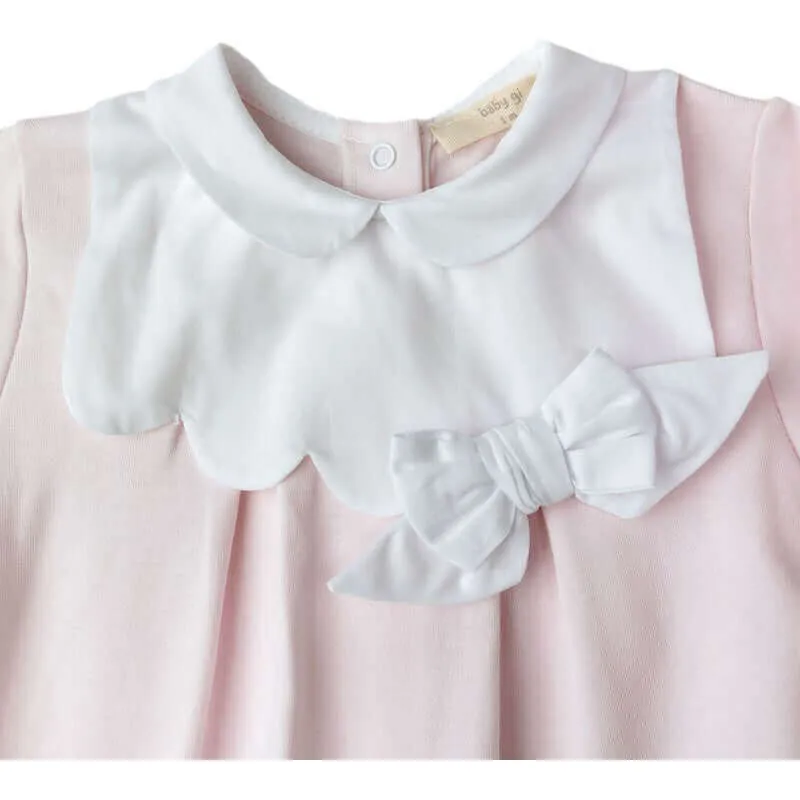 Rosa Baumwoll-Babybody mit Schleife für Mädchen