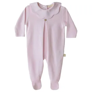 Rosa Baumwoll-Piqué-Babybody mit Kragen für Mädchen