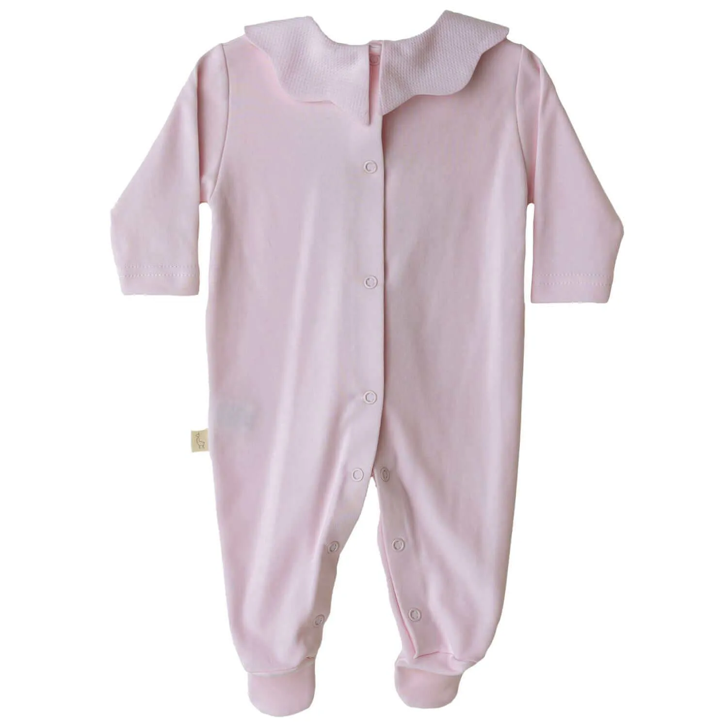 Rosa Baumwoll-Piqué-Babybody mit Kragen für Mädchen
