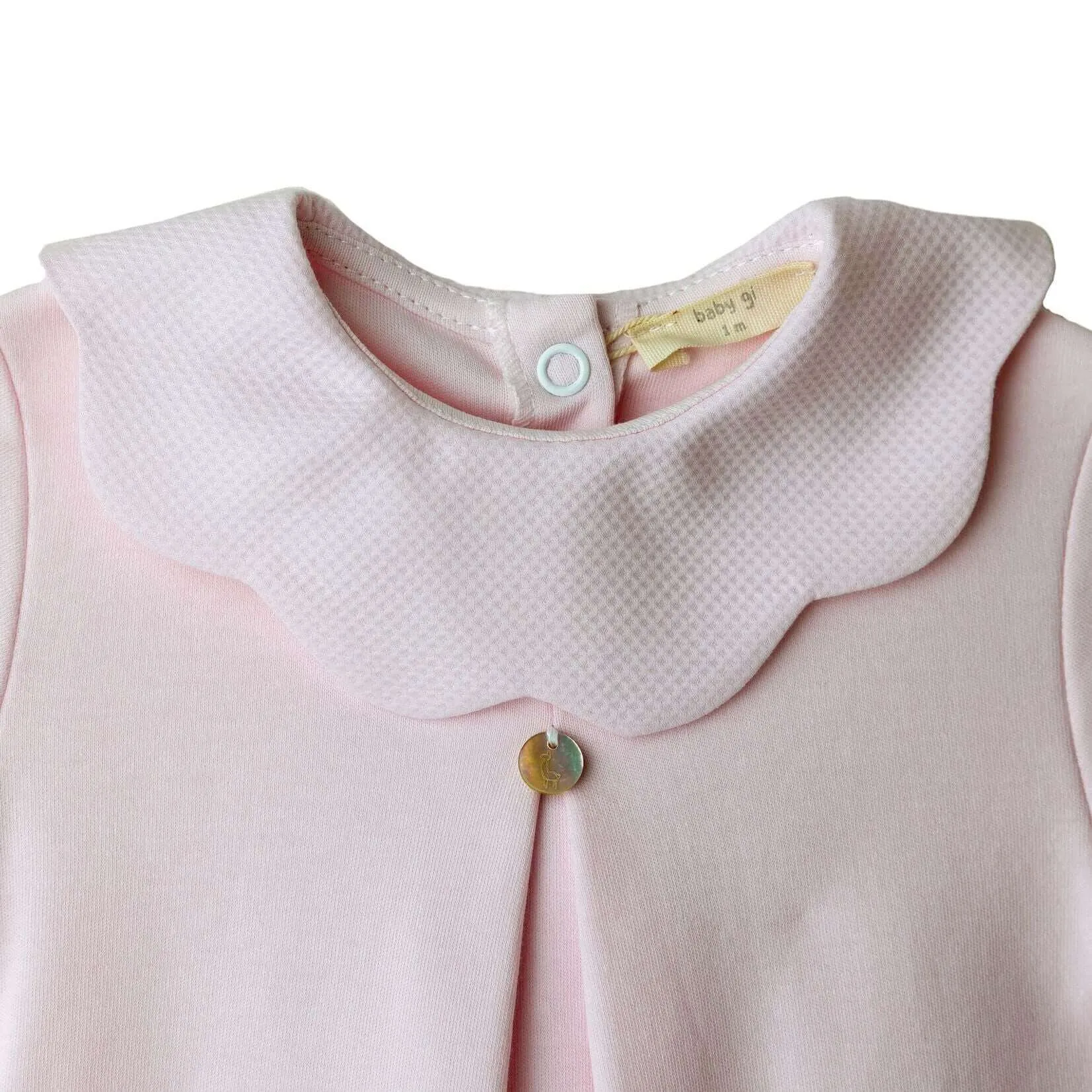 Rosa Baumwoll-Piqué-Babybody mit Kragen für Mädchen