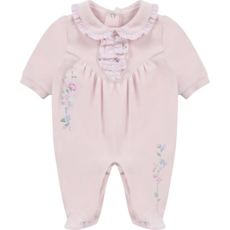 Rosa Baby-Strampler mit Blumenmuster für Mädchen