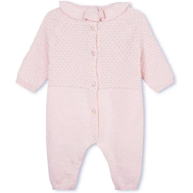 Rosa gestrickter Baby-Overall für Mädchen