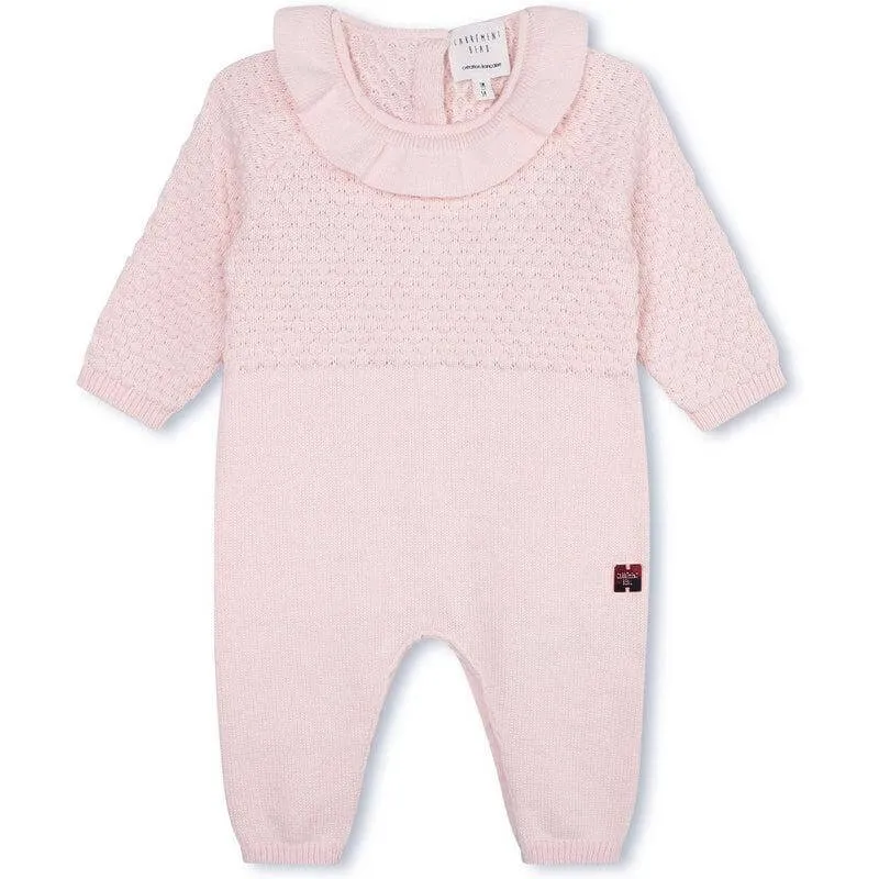 Rosa gestrickter Baby-Overall für Mädchen