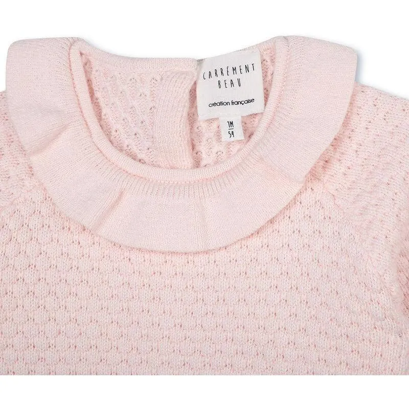 Rosa gestrickter Baby-Overall für Mädchen