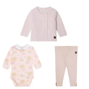 Rosa geripptes 3-teiliges Set für Babygirls