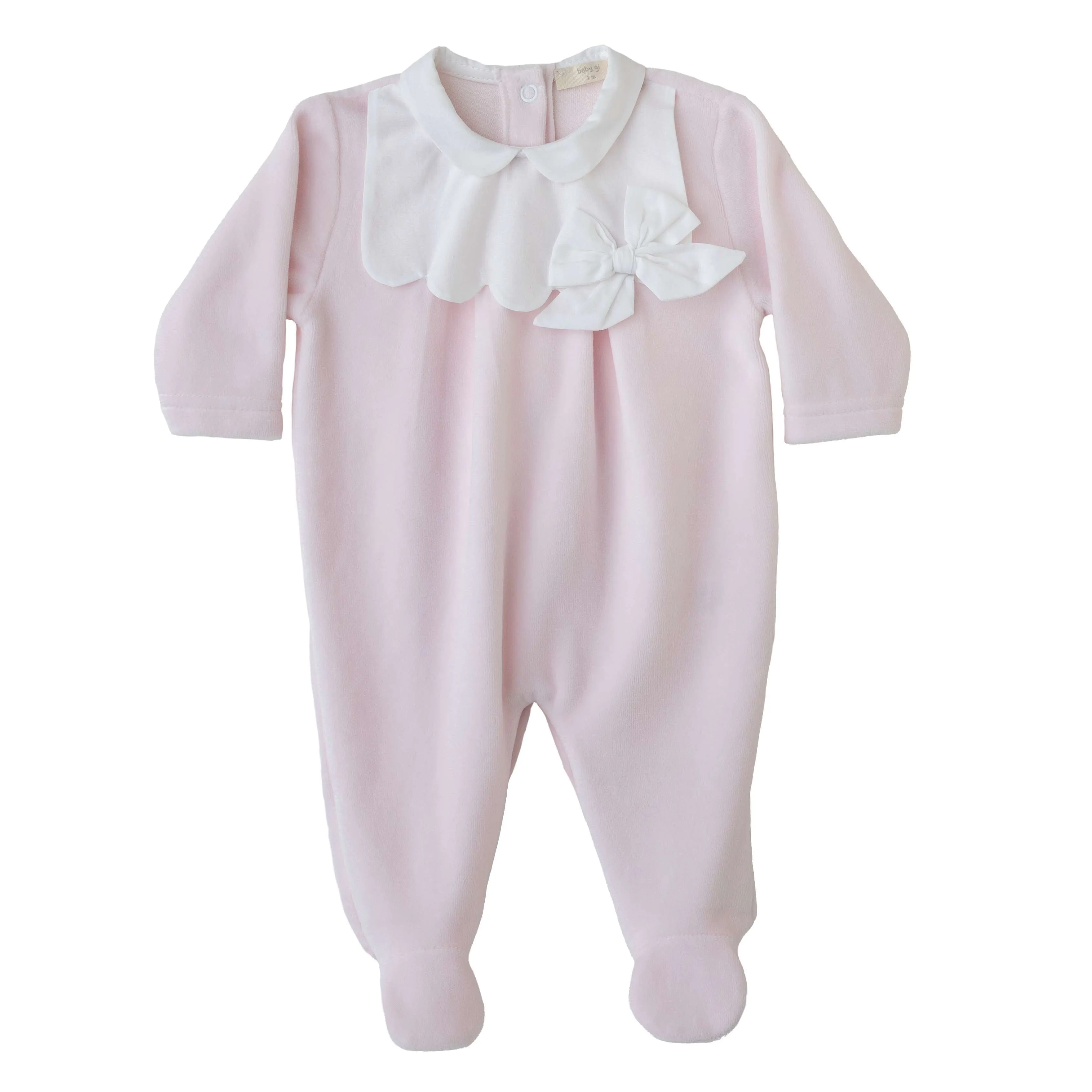 Rosa Samt-Babyoverall mit Schleife für Mädchen