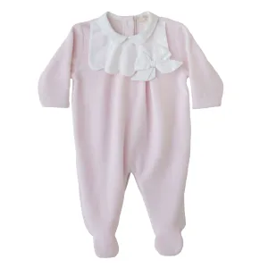 Rosa Samt-Babyoverall mit Schleife für Mädchen