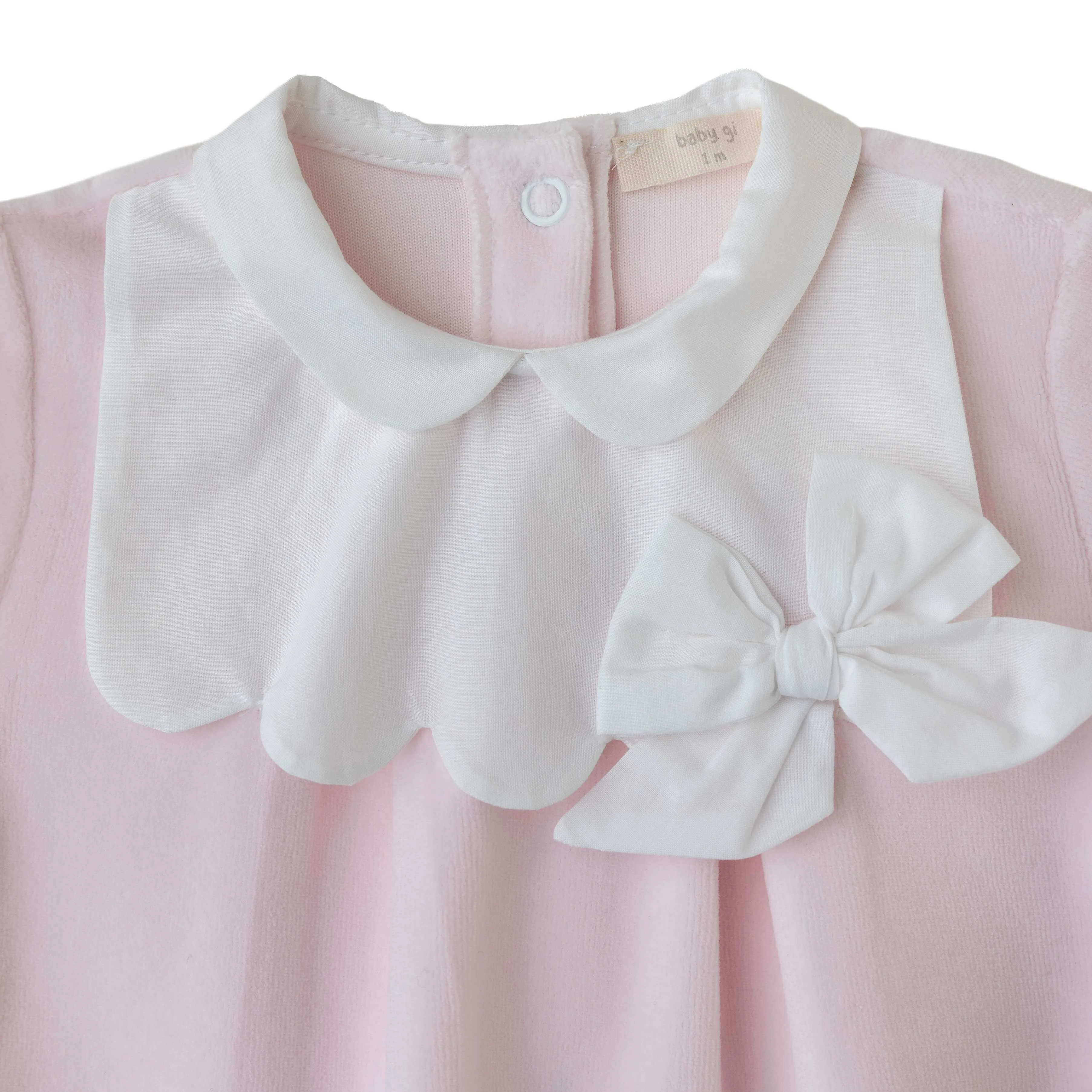 Rosa Samt-Babyoverall mit Schleife für Mädchen