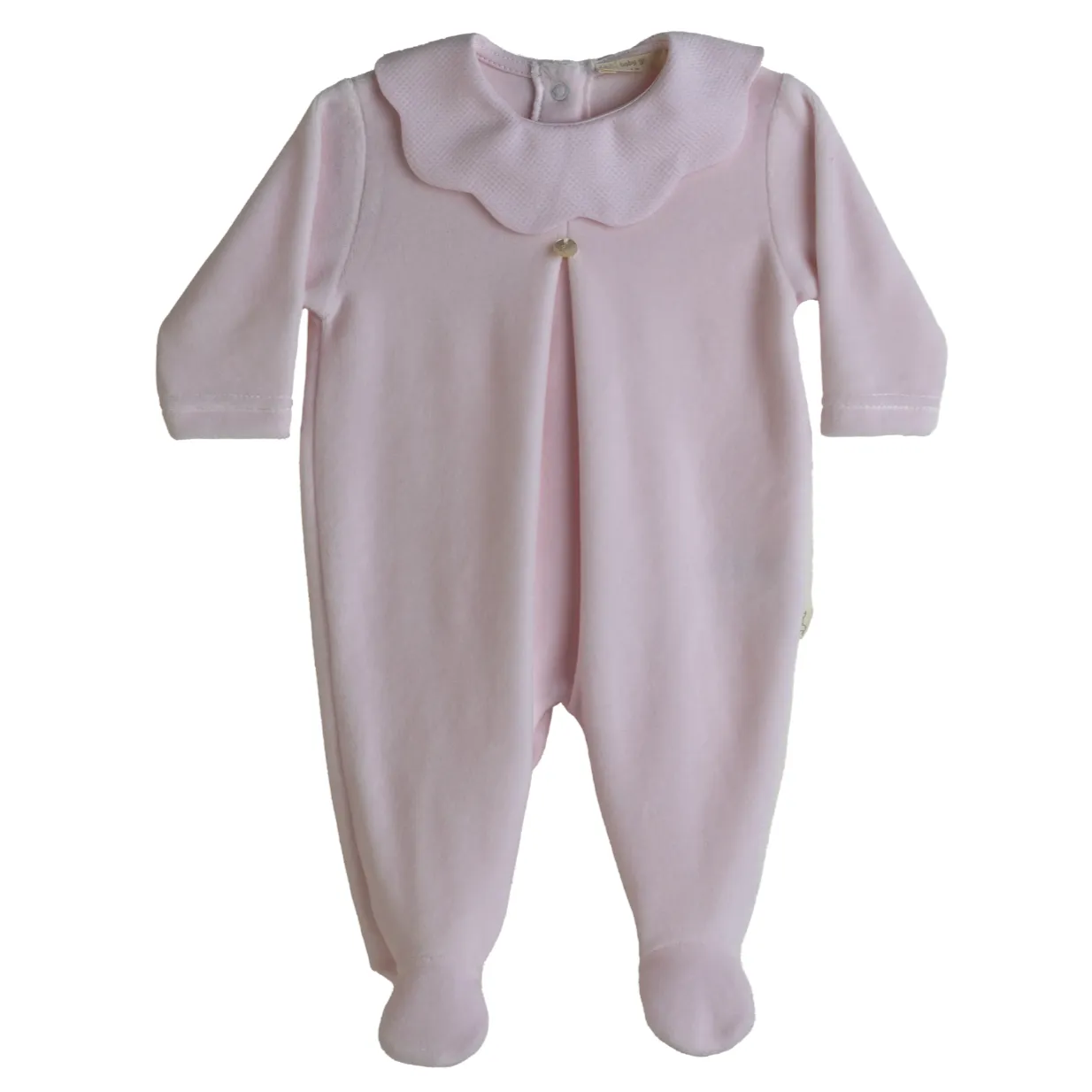 Rosa Samt-Babybody mit Bogenausschnitt für Mädchen