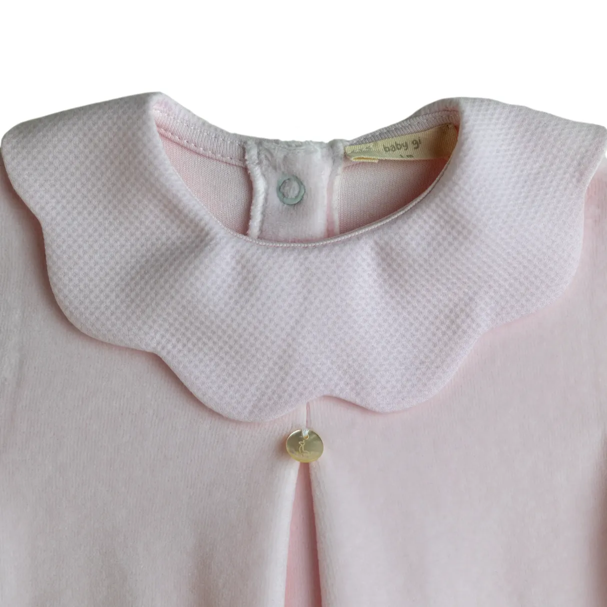 Rosa Samt-Babybody mit Bogenausschnitt für Mädchen