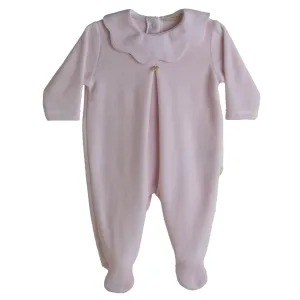 Rosa Samt-Babybody mit Bogenausschnitt für Mädchen