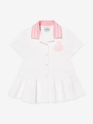 Baby Girls Piqué Polo-Kleid in Weiß