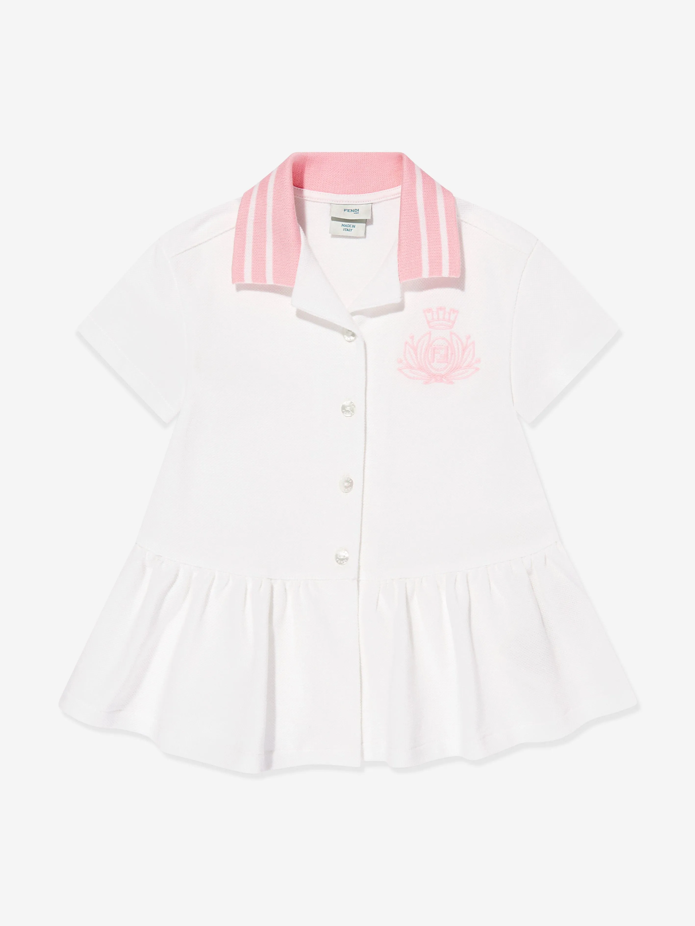 Baby Girls Piqué Polo-Kleid in Weiß