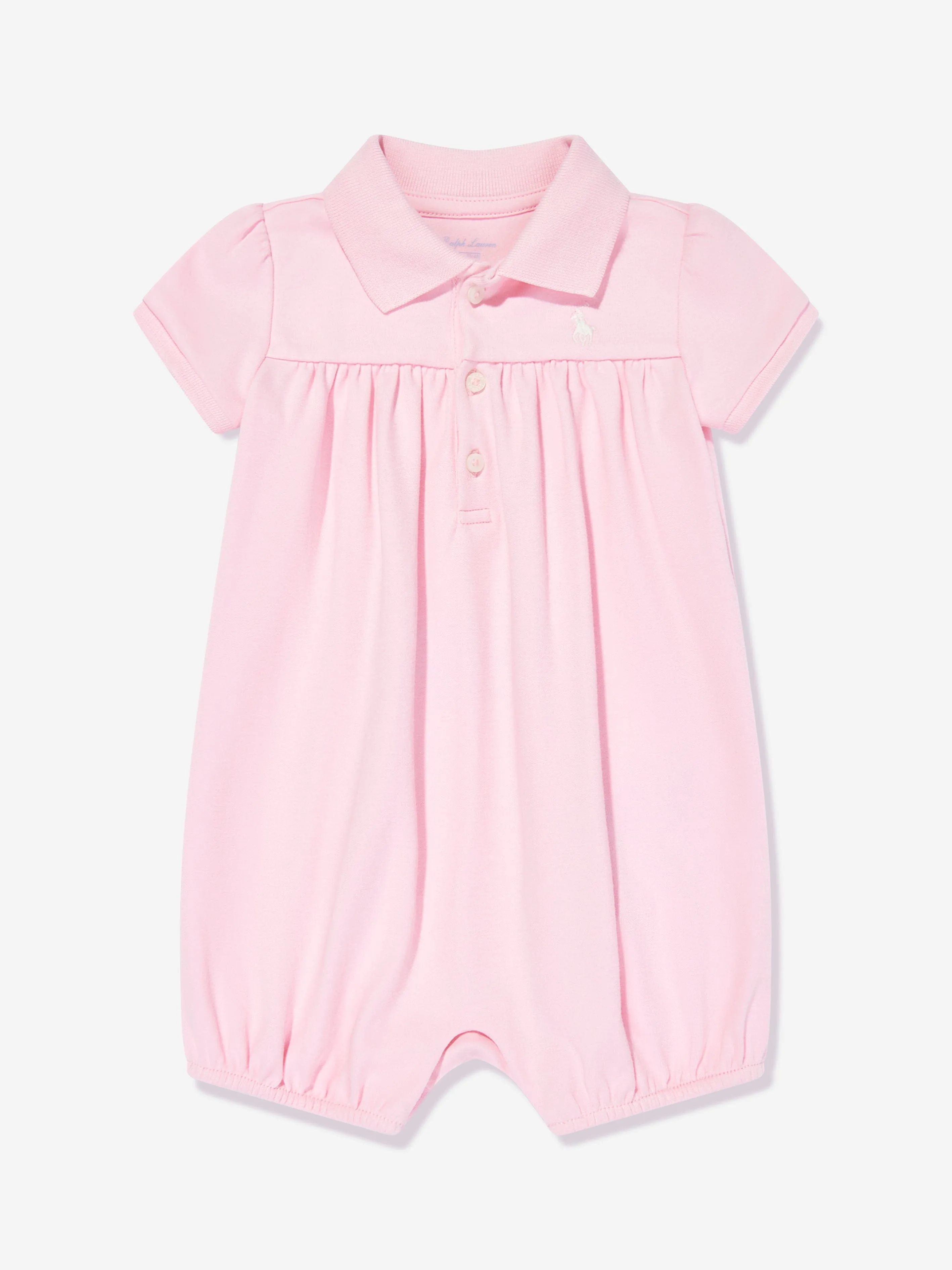 Baby Girls Polo Bubble Romper in Rosa