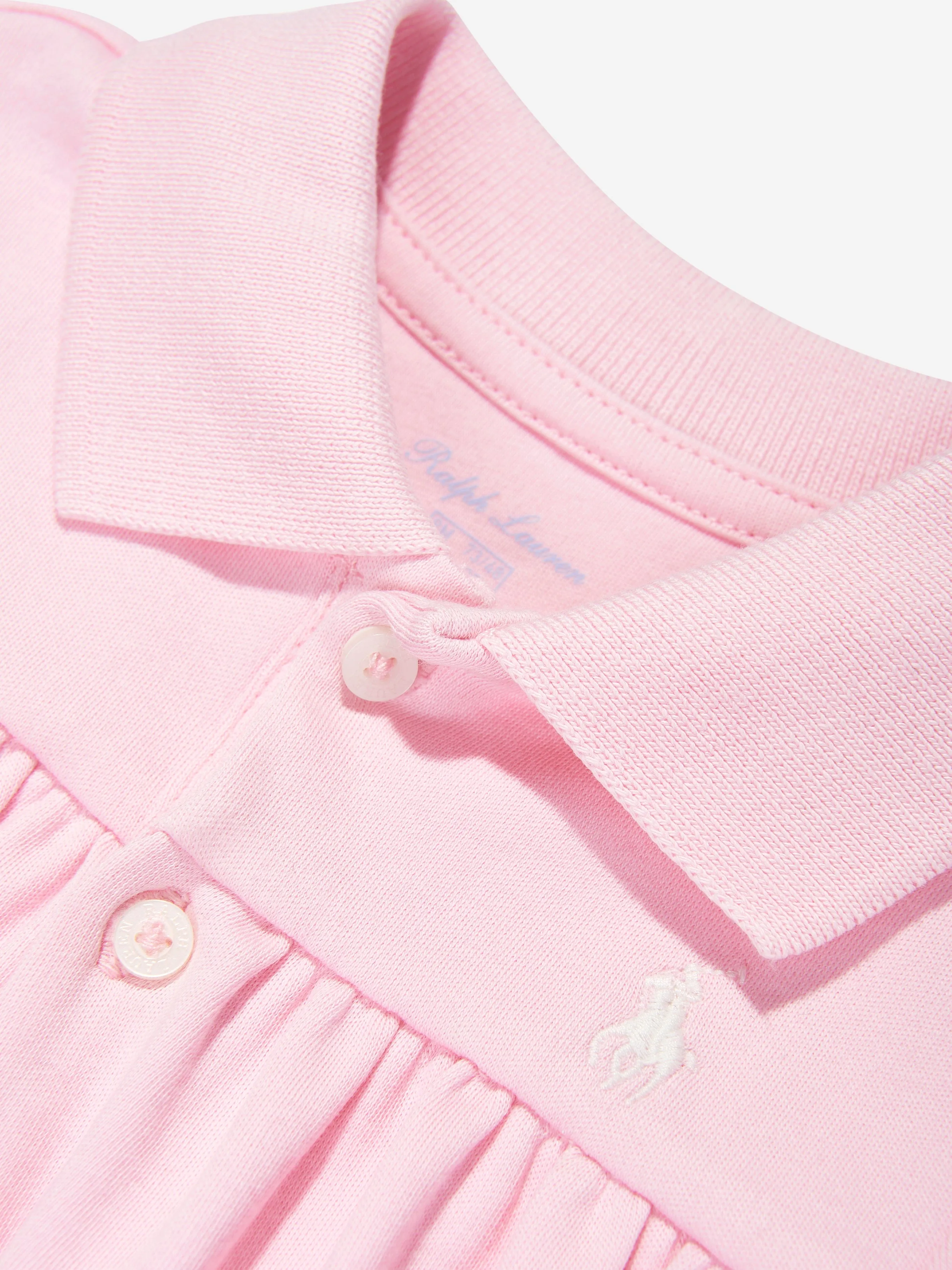 Baby Girls Polo Bubble Romper in Rosa