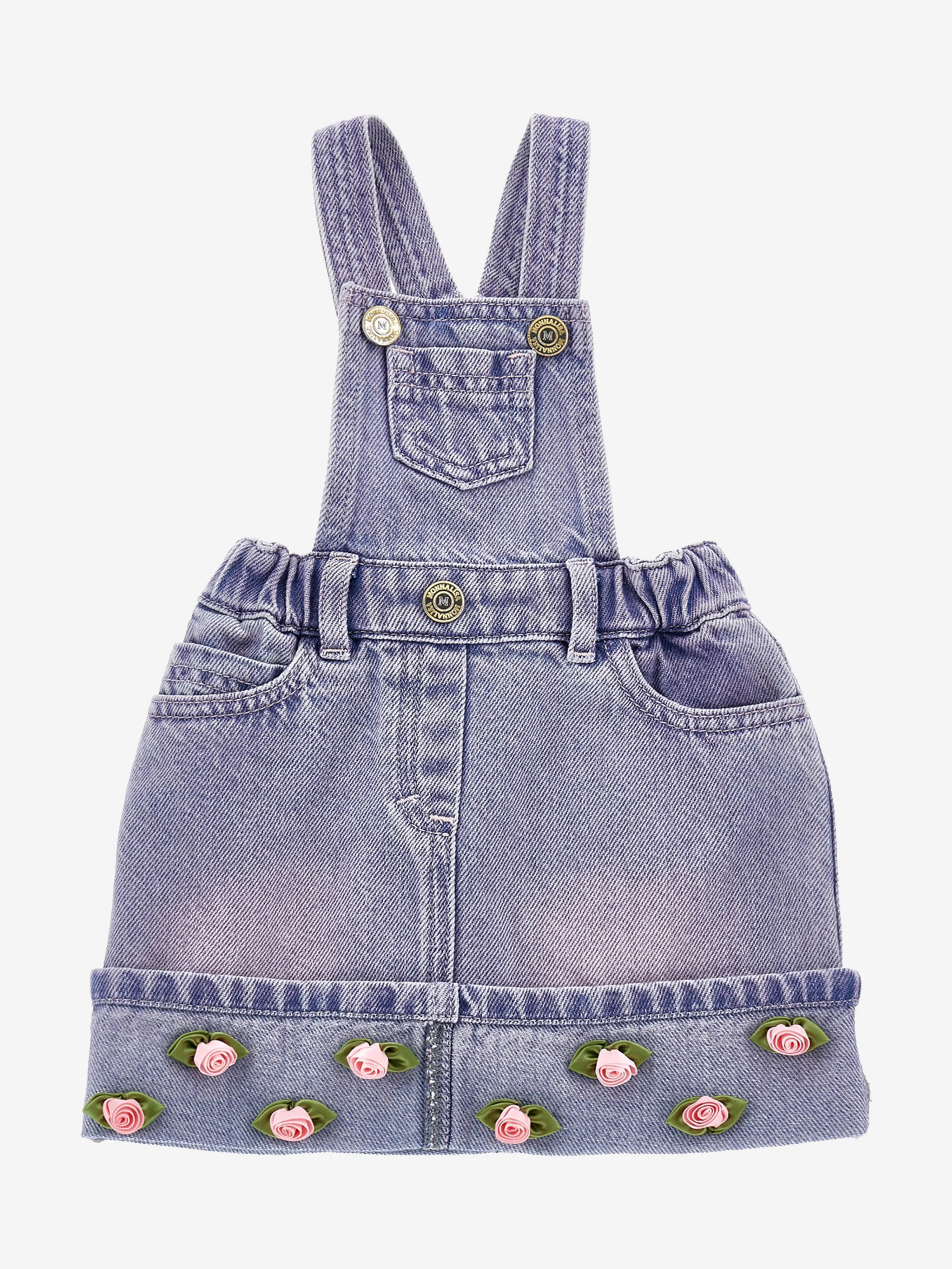 Baby Girls Rose Denim Latz-Kleid in Blau