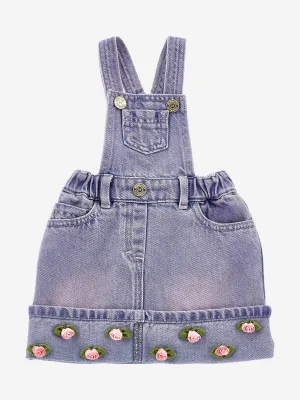 Baby Girls Rose Denim Latz-Kleid in Blau