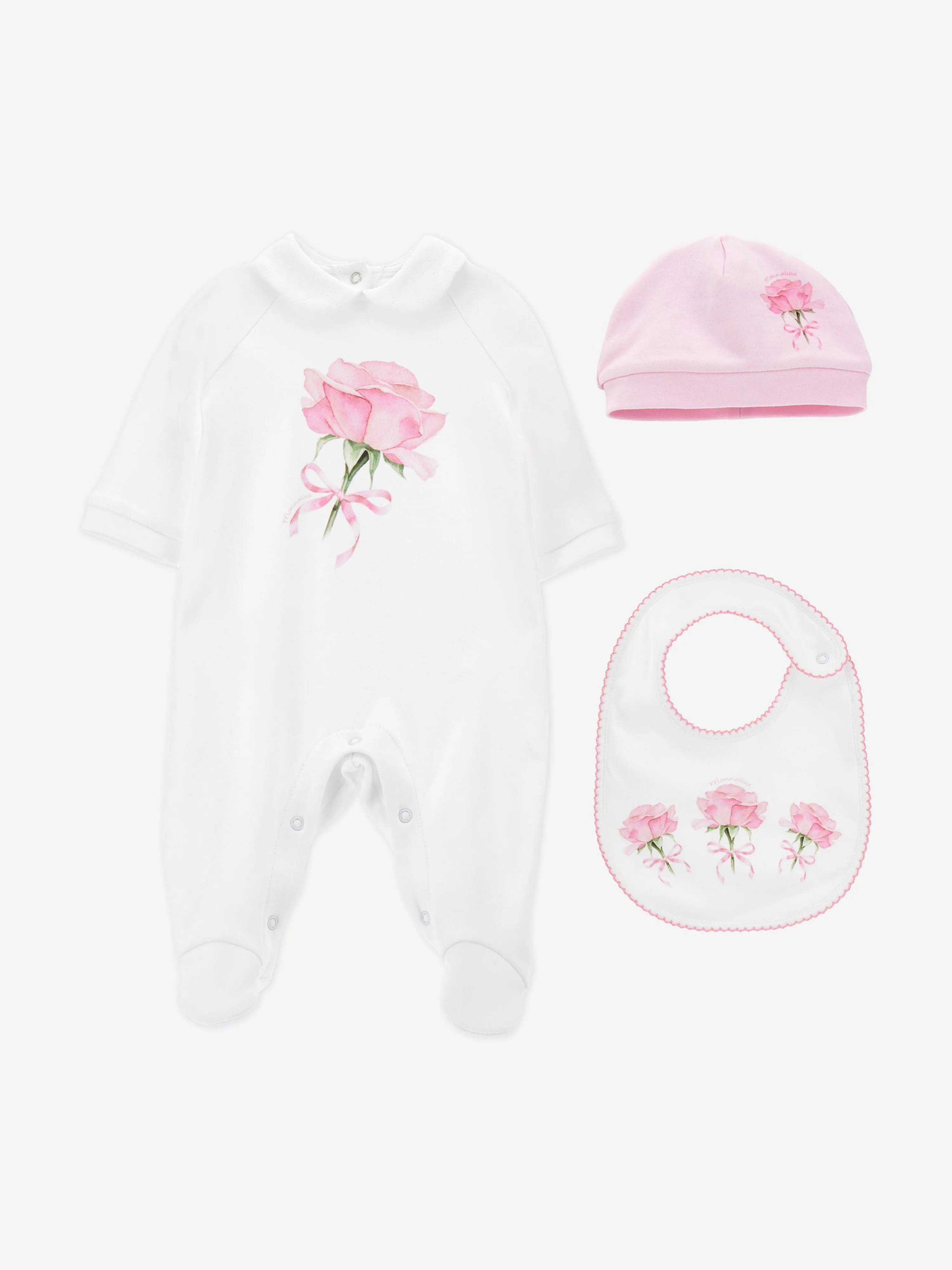 Baby Girls Rosenprint Babygrow-Set in Weiß