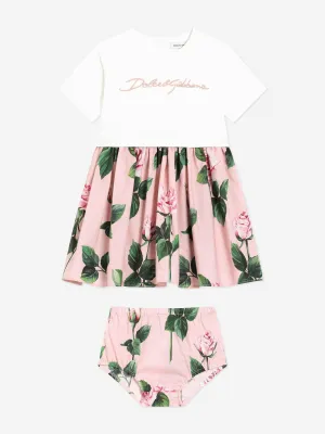 Rosa Kleid-Set mit Rosenprint für Baby-Mädchen