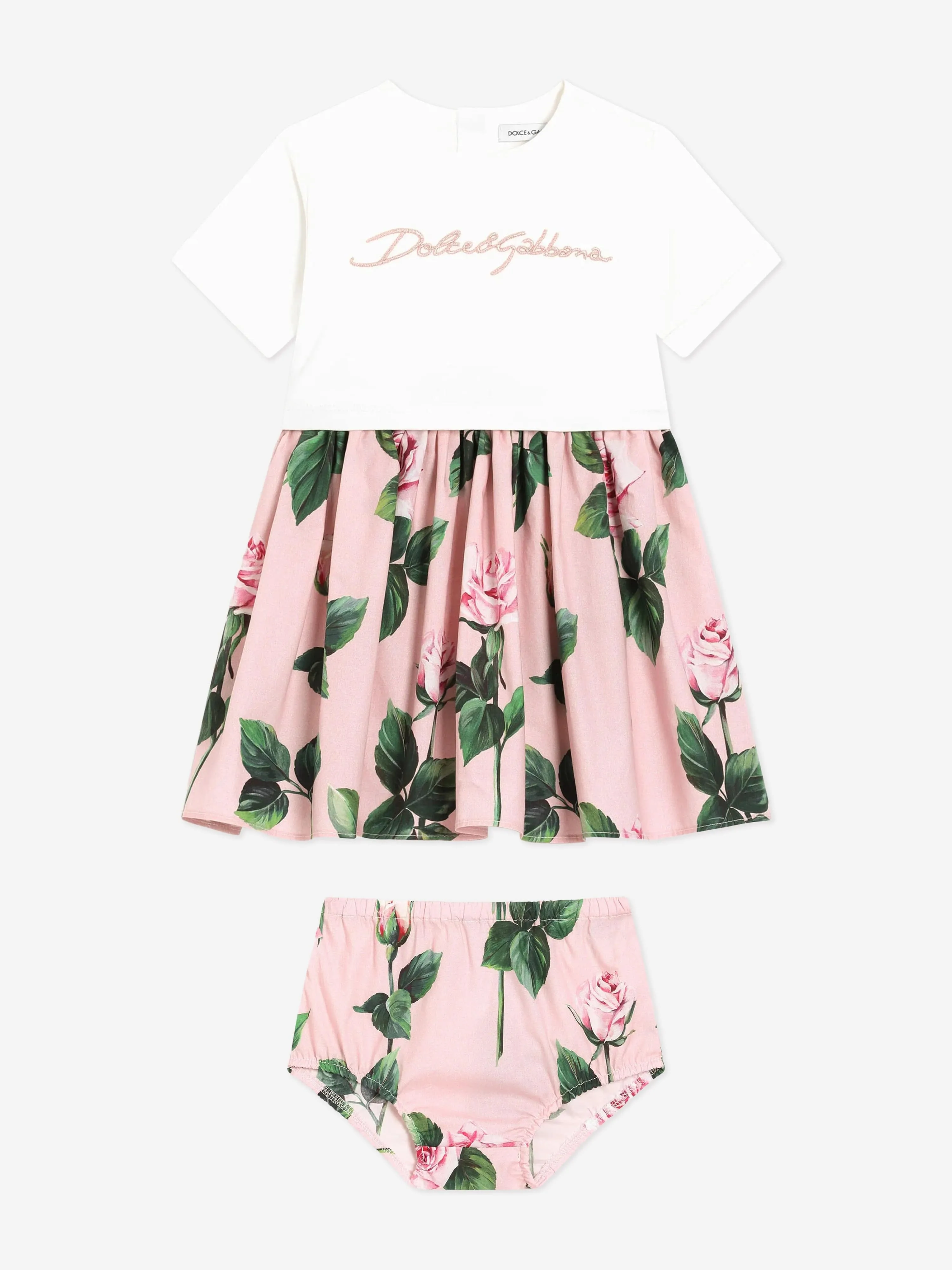 Rosa Kleid-Set mit Rosenprint für Baby-Mädchen