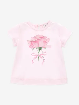 Rosa T-Shirt für Babygirls mit Rosenprint