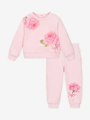 Rosa Jogginganzug mit Rosenprint für Babygirls
