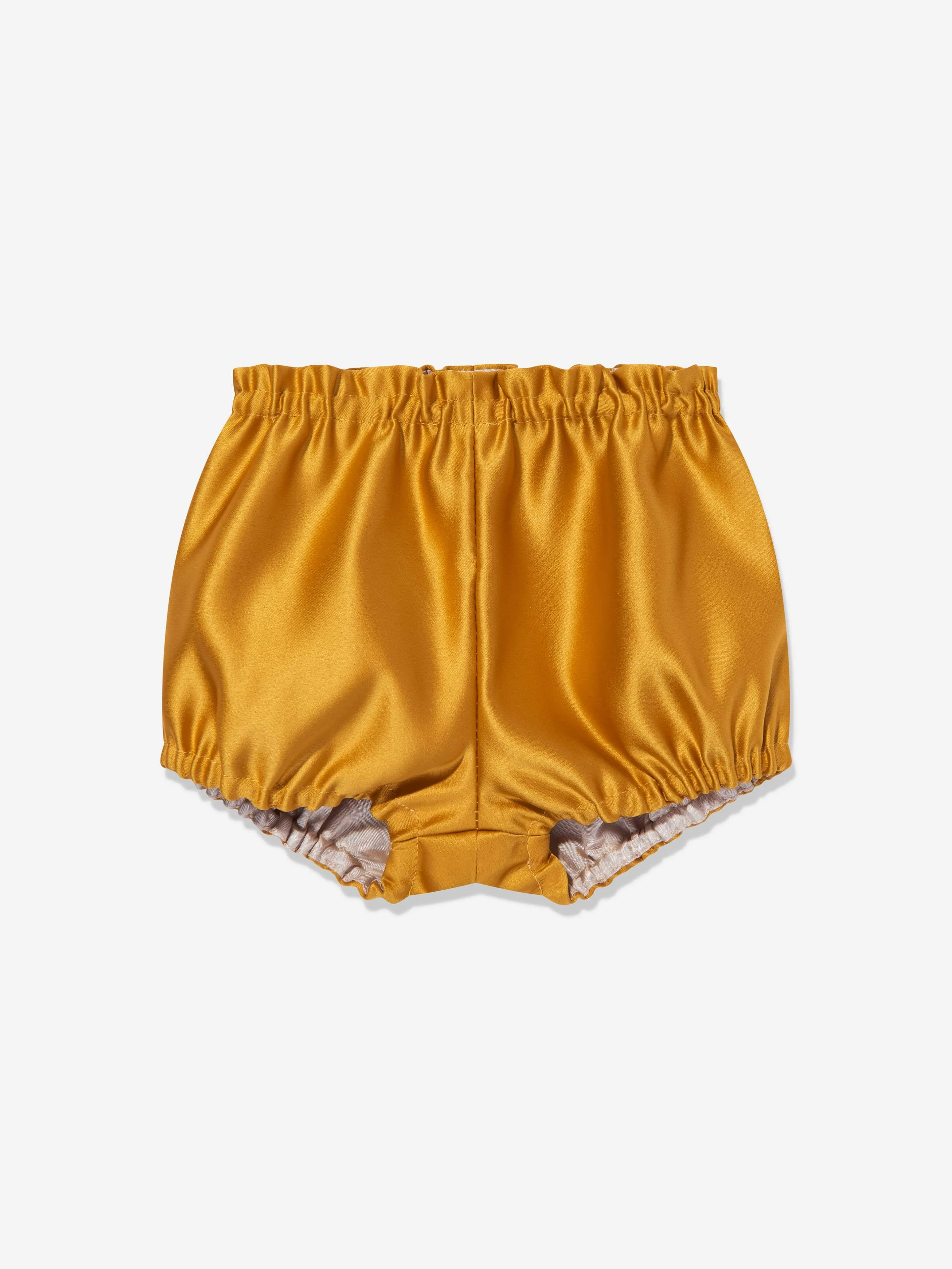 Baby-Mädchen Kleid mit Bogenausschnitt und Bloomers in Gelb