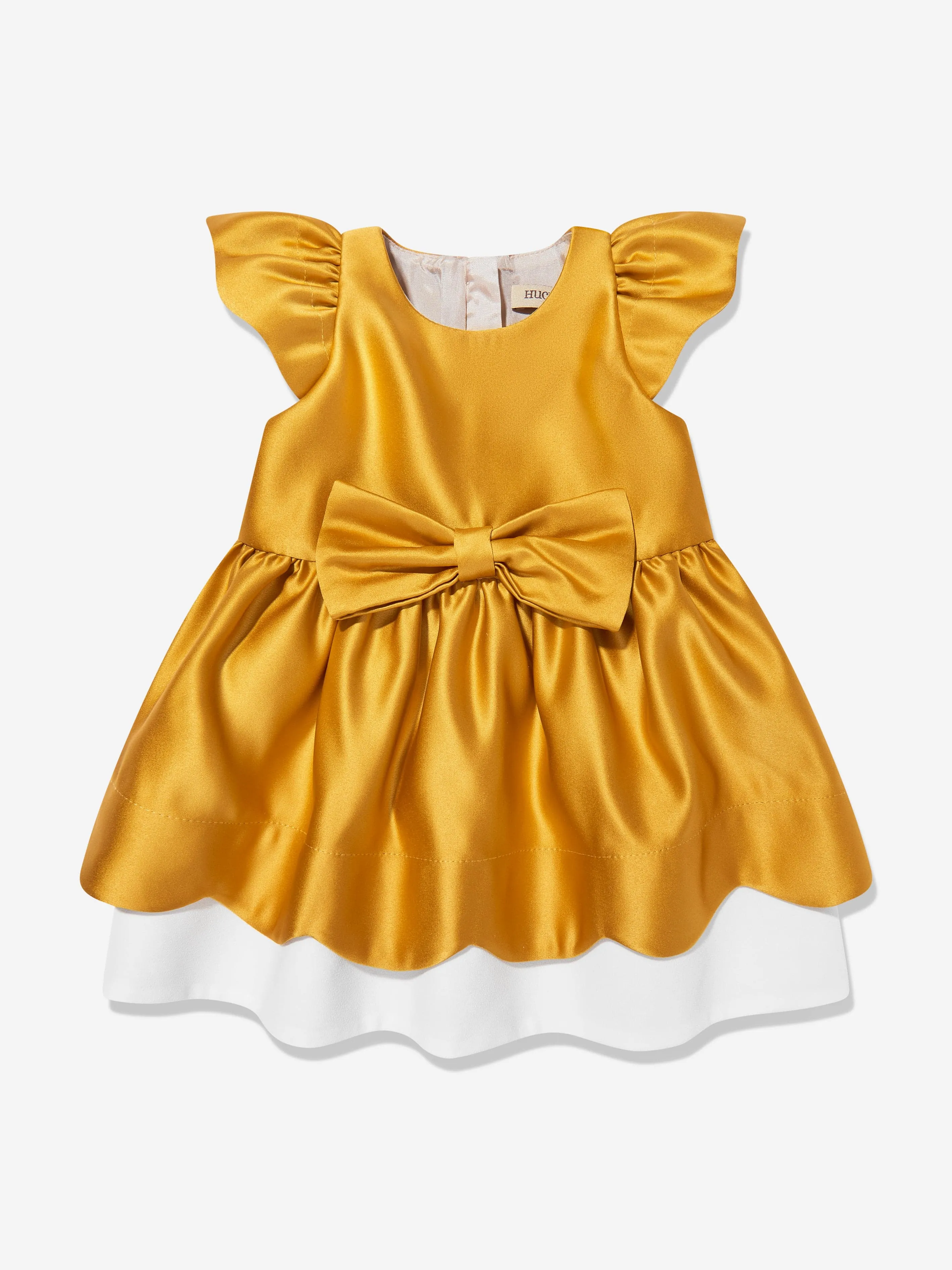 Baby-Mädchen Kleid mit Bogenausschnitt und Bloomers in Gelb