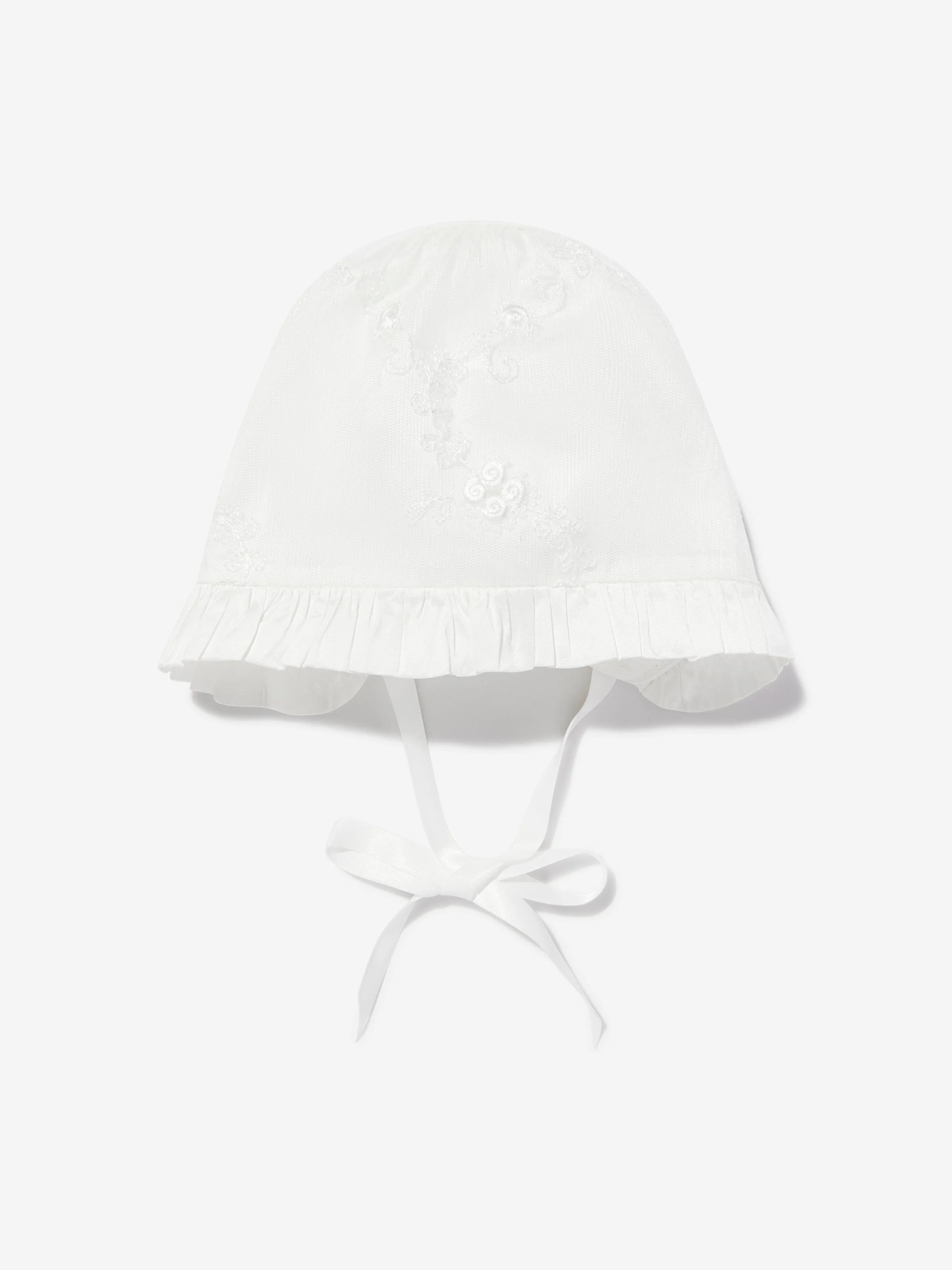 Elfenbein Seiden Taufkleid und Häubchen für Mädchen