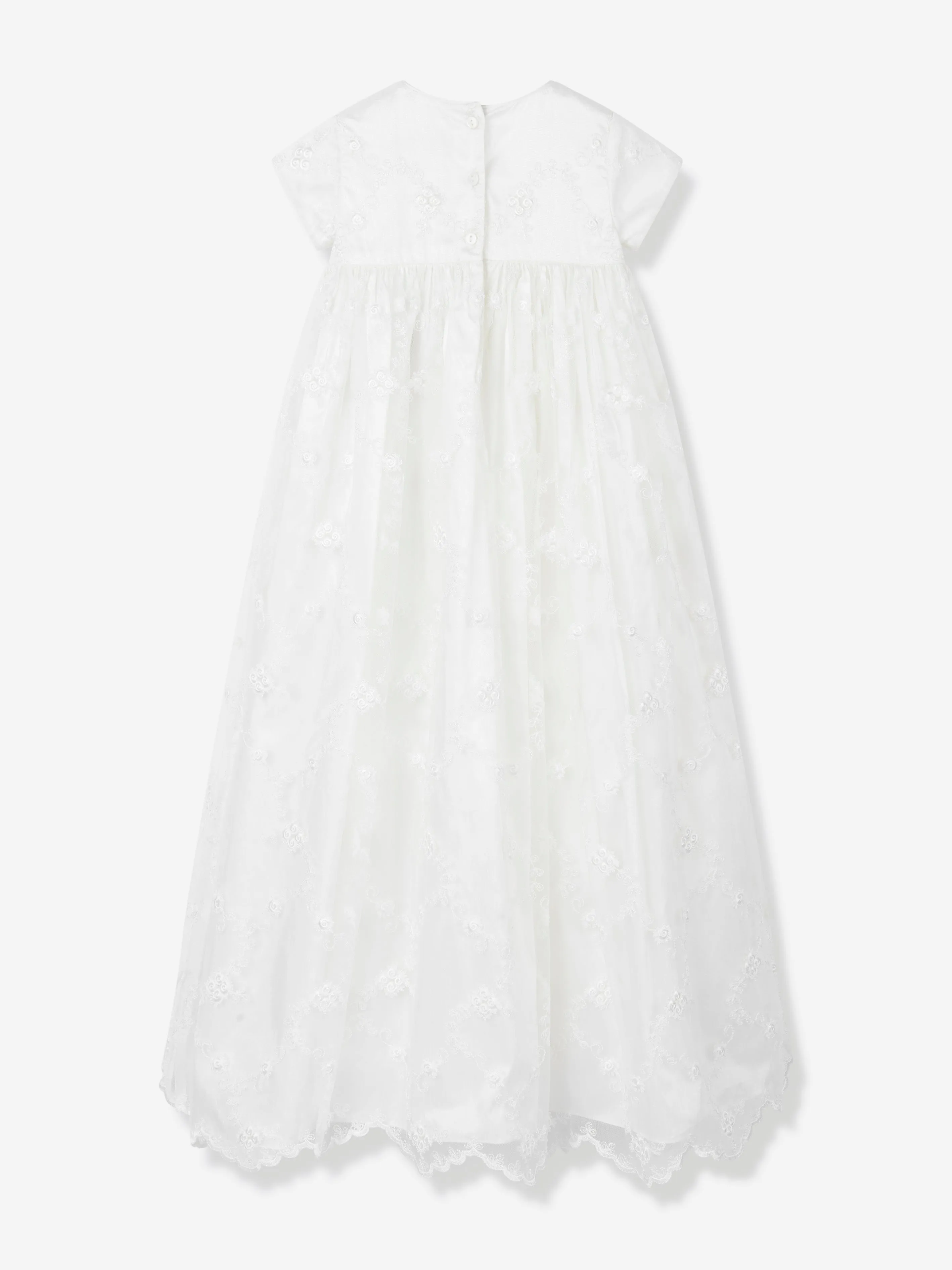 Elfenbein Seiden Taufkleid und Häubchen für Mädchen