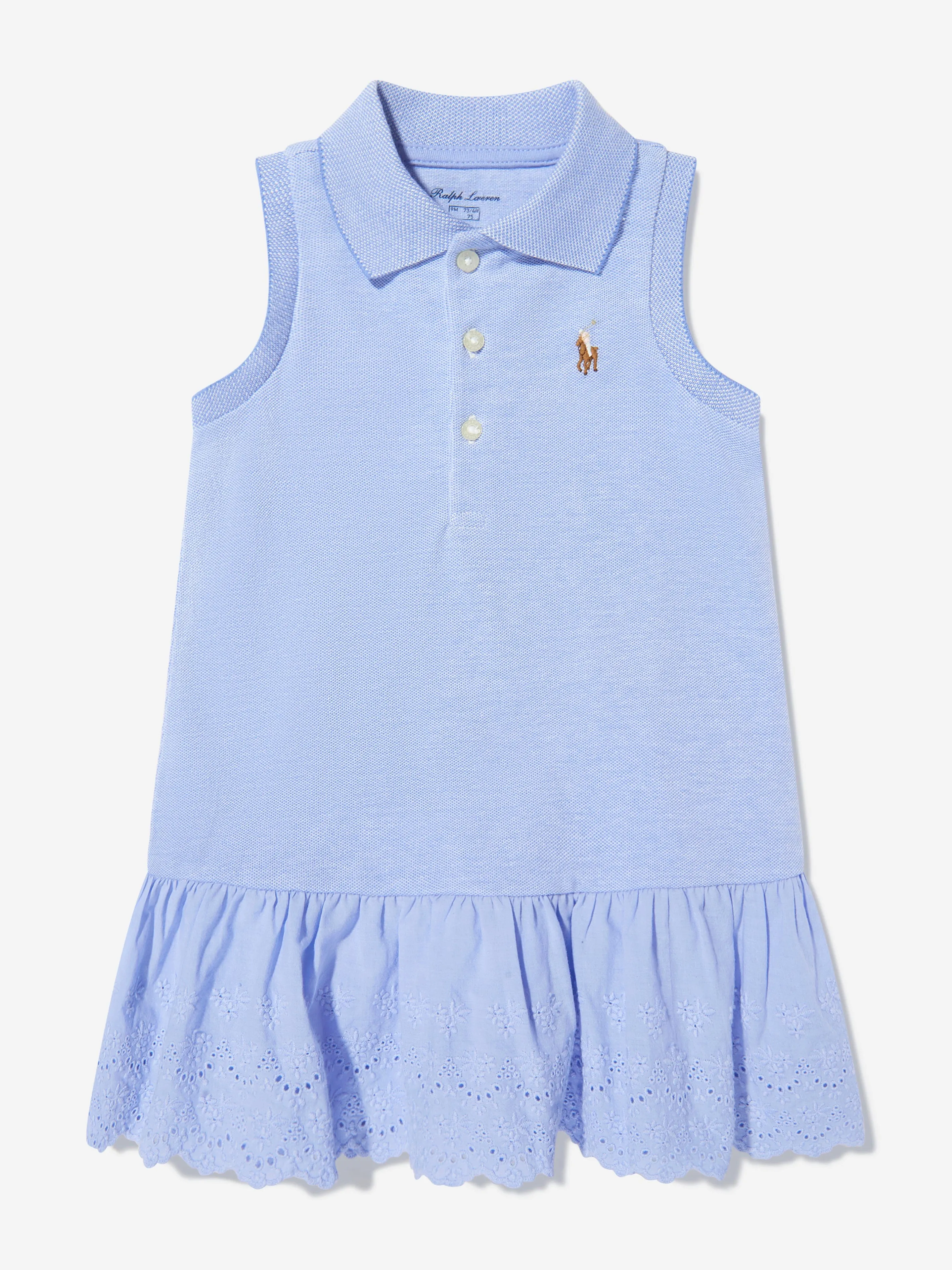 Ärmelloses Polo-Kleid für Baby-Mädchen in Blau
