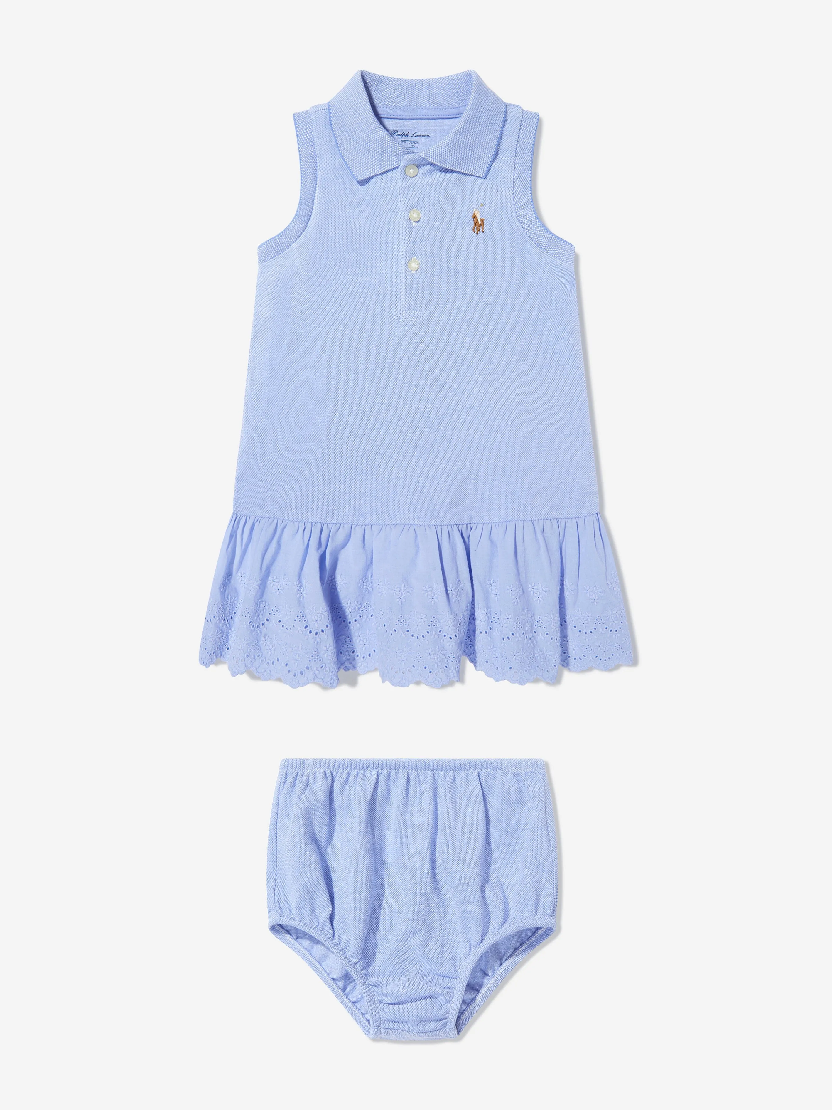 Ärmelloses Polo-Kleid für Baby-Mädchen in Blau