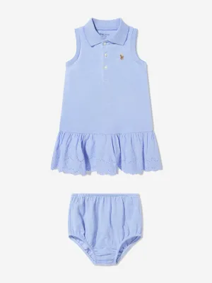 Ärmelloses Polo-Kleid für Baby-Mädchen in Blau