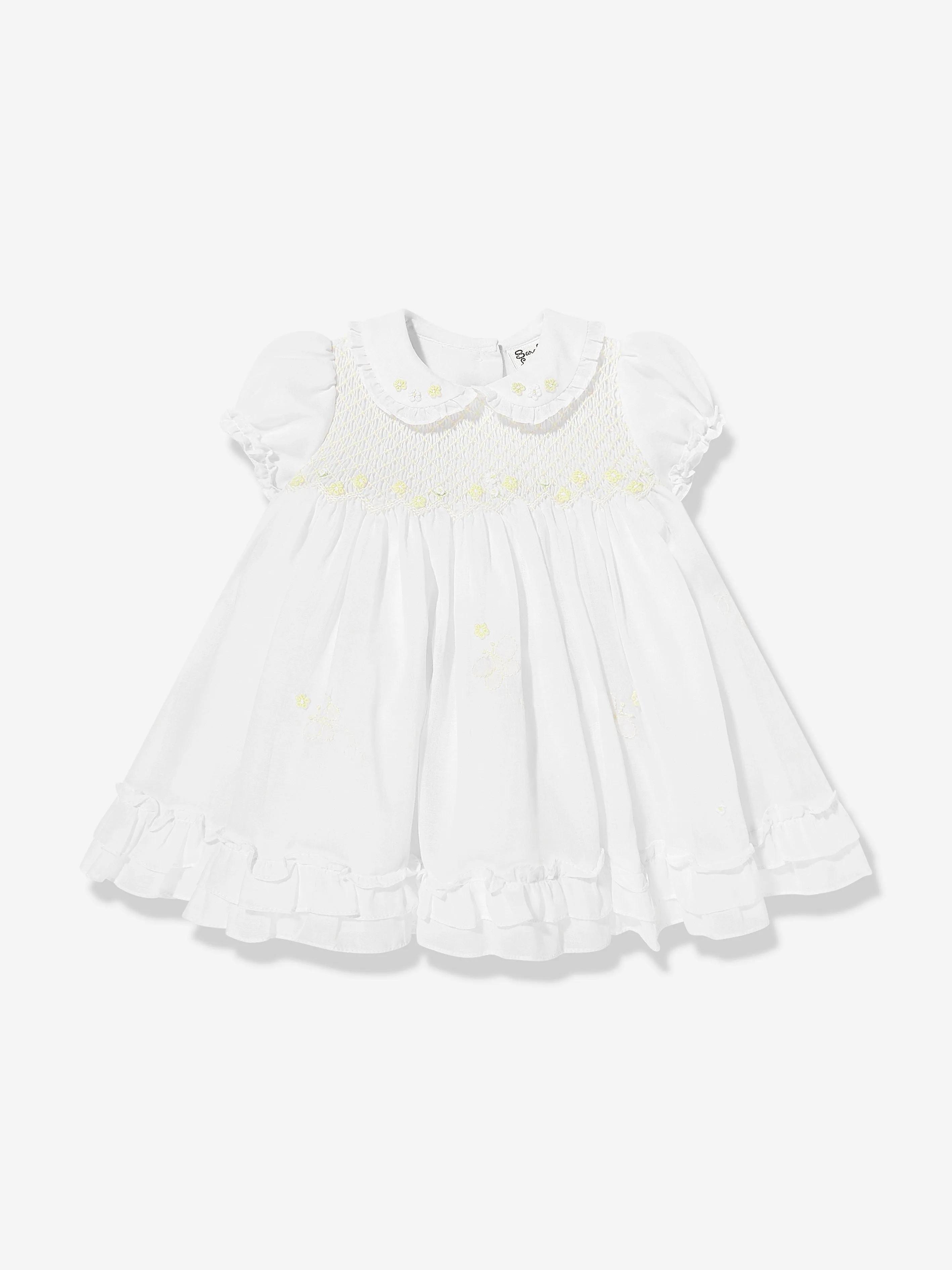 Baby-Mädchen Rüschenkleid in Weiß