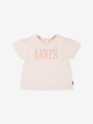 Rosa Baby-Mädchen-T-Shirt mit Rüschenärmeln