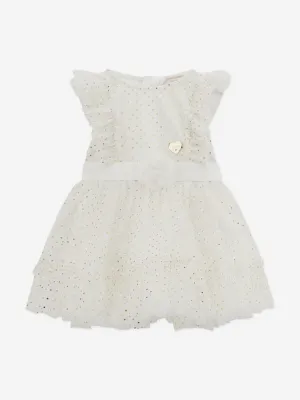 Baby Girls Spitzen Rüschenkleid in Weiß