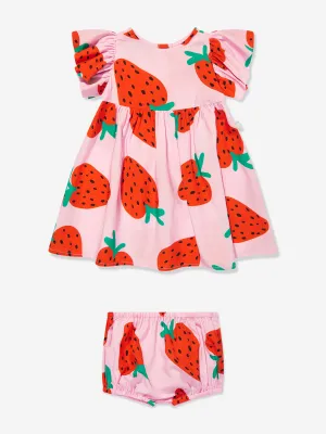 Baby-Mädchen Erdbeer-Kleid mit Schlüpfer in Rosa