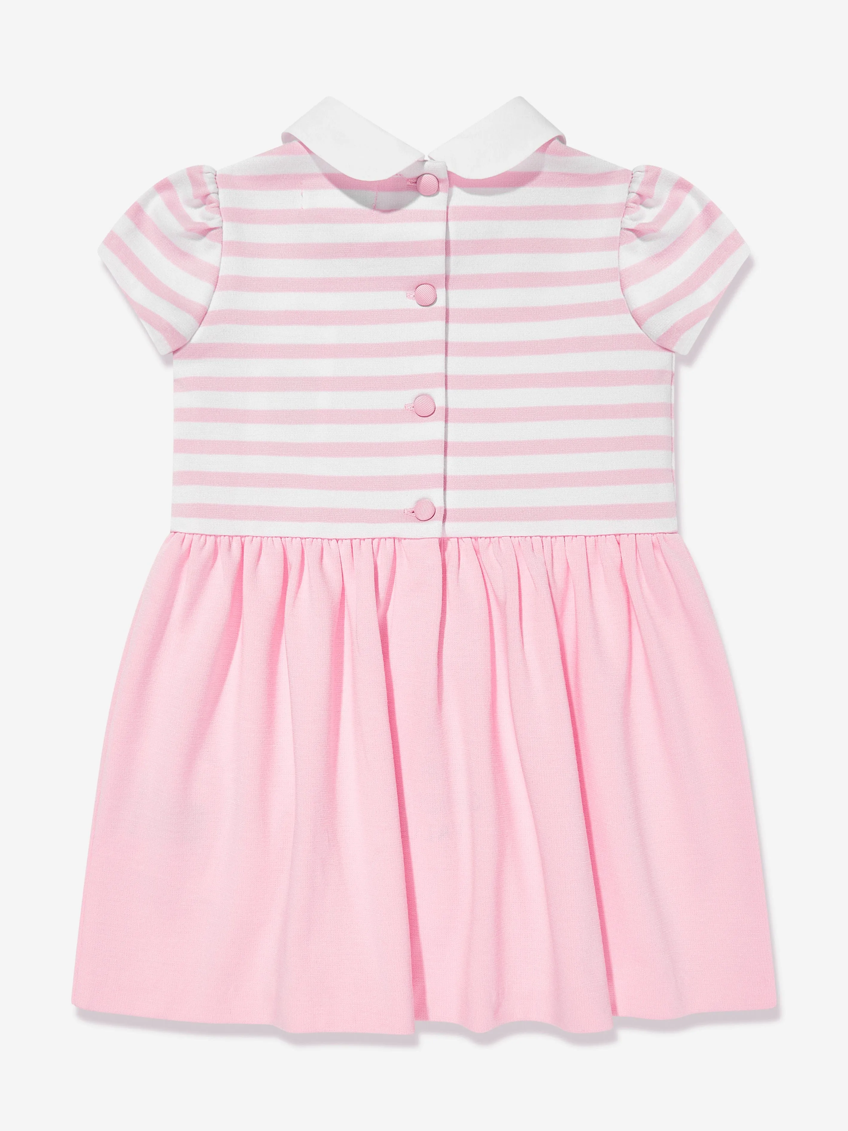 Baby-Mädchen gestreiftes Jersey-Kleid mit Bloomers in Rosa