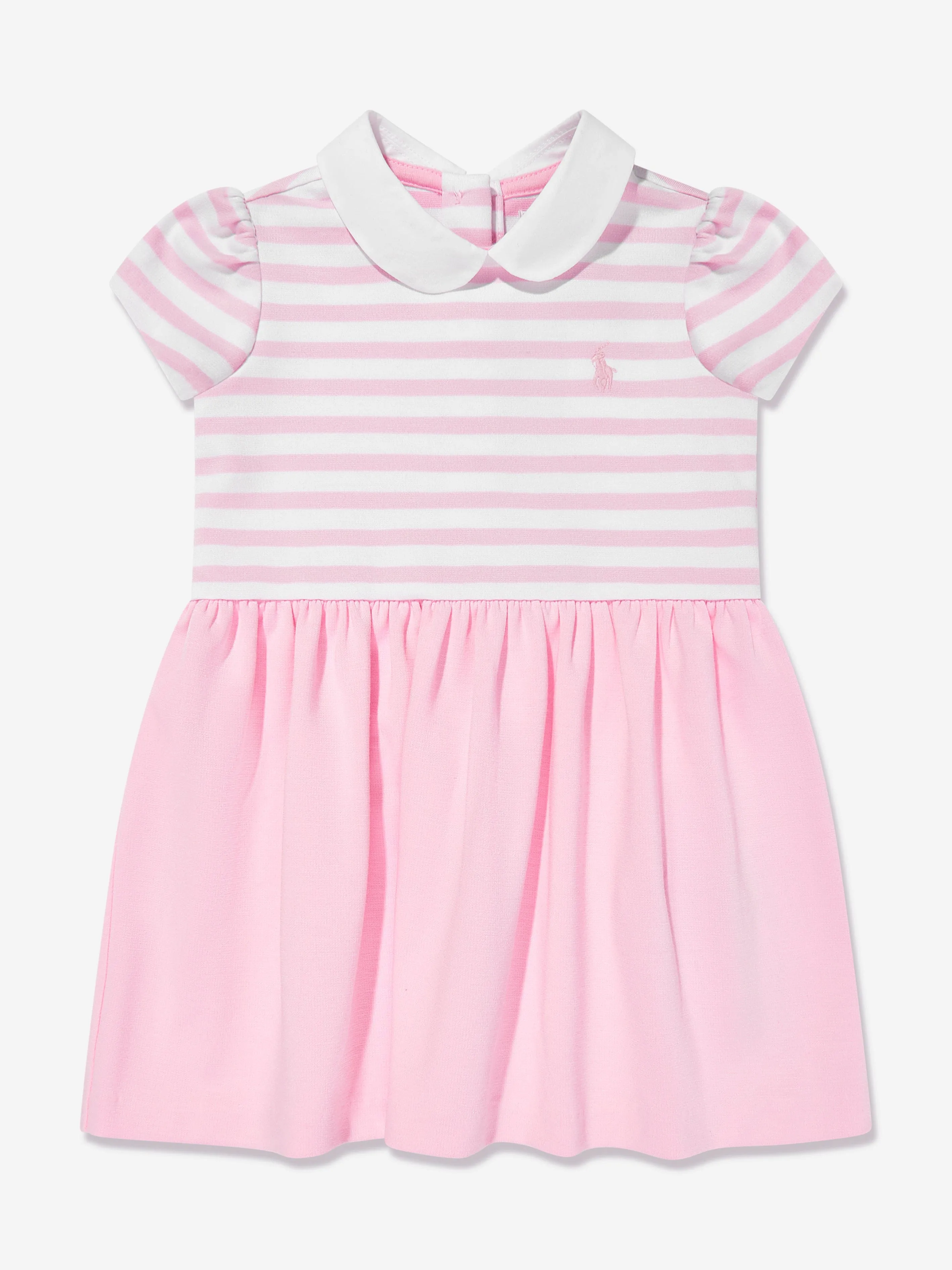 Baby-Mädchen gestreiftes Jersey-Kleid mit Bloomers in Rosa