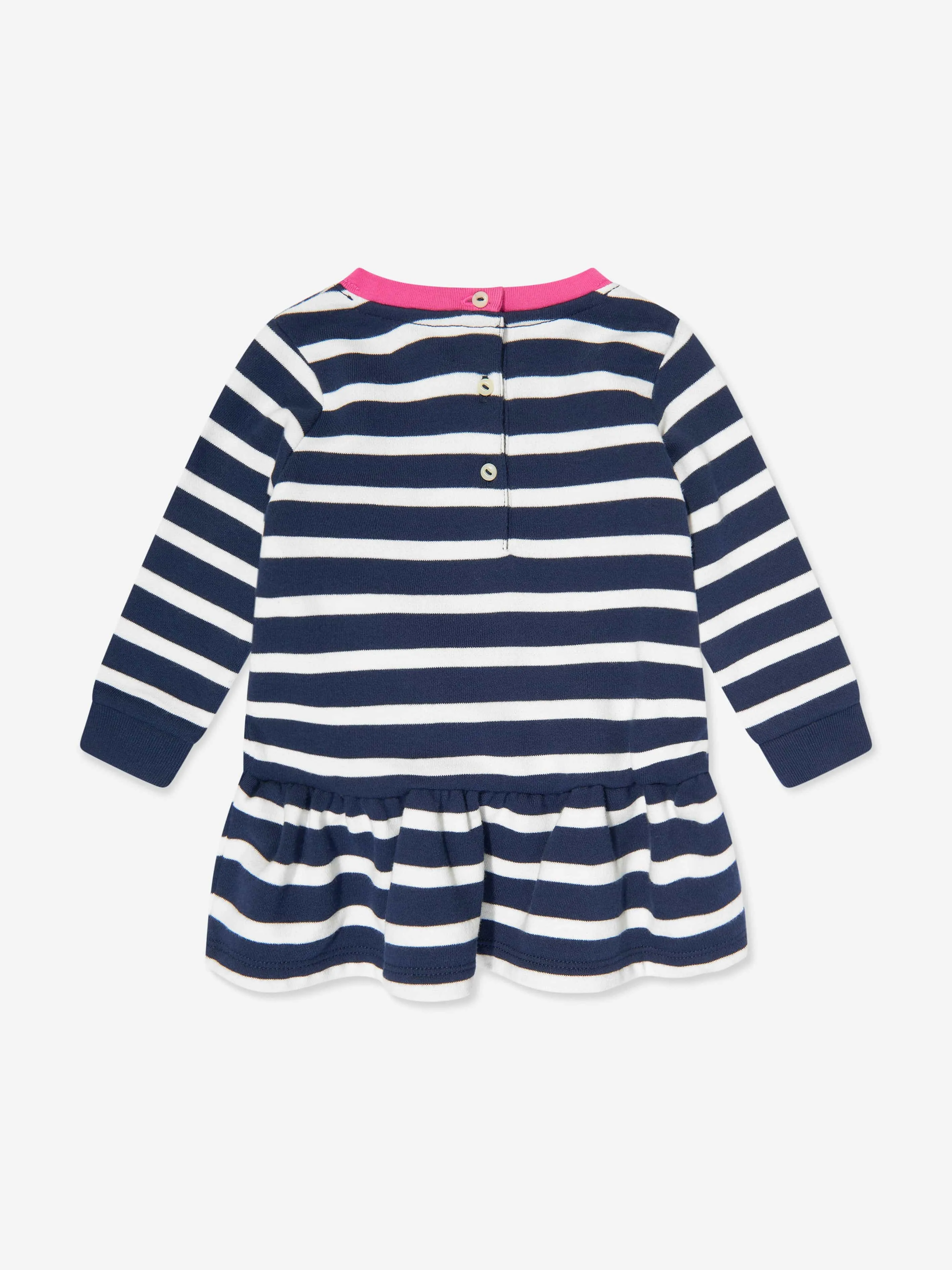 Baby-Mädchen gestreiftes Polo-Bären-Kleid in Marineblau