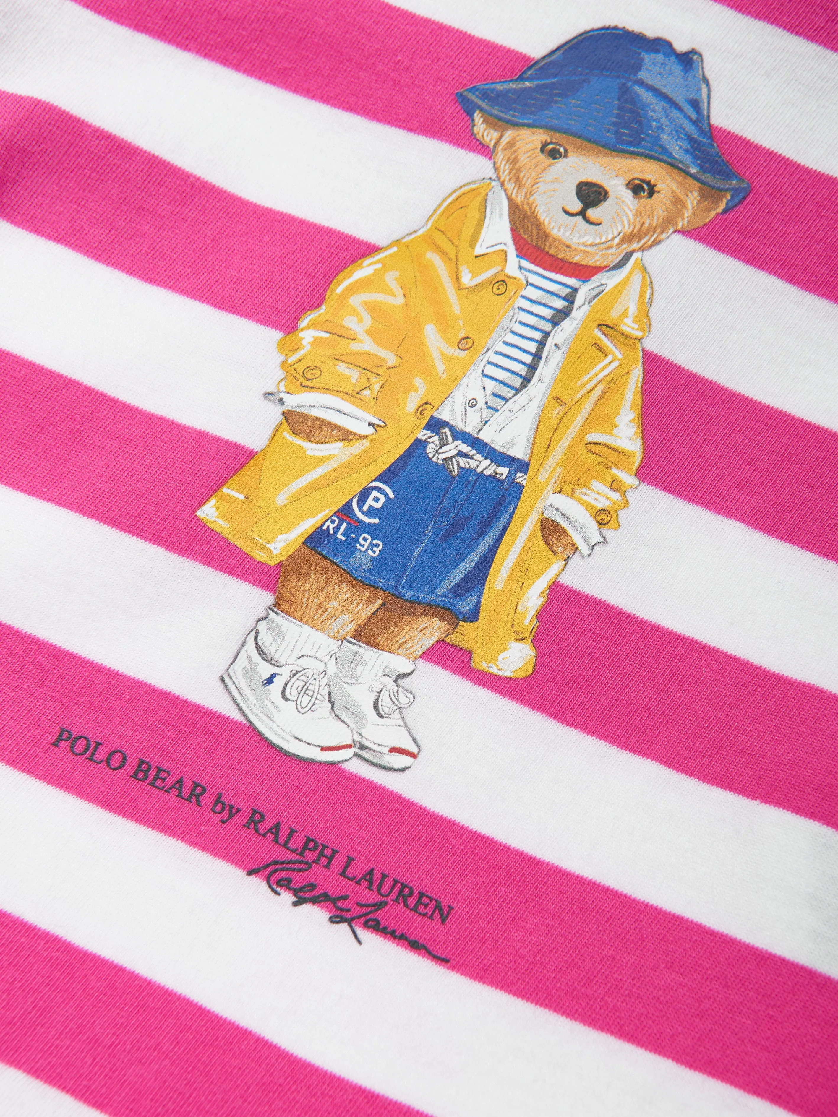 Rosa gestreiftes Polo-Bär-T-Shirt für Baby-Mädchen