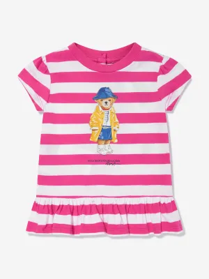 Rosa gestreiftes Polo-Bär-T-Shirt für Baby-Mädchen