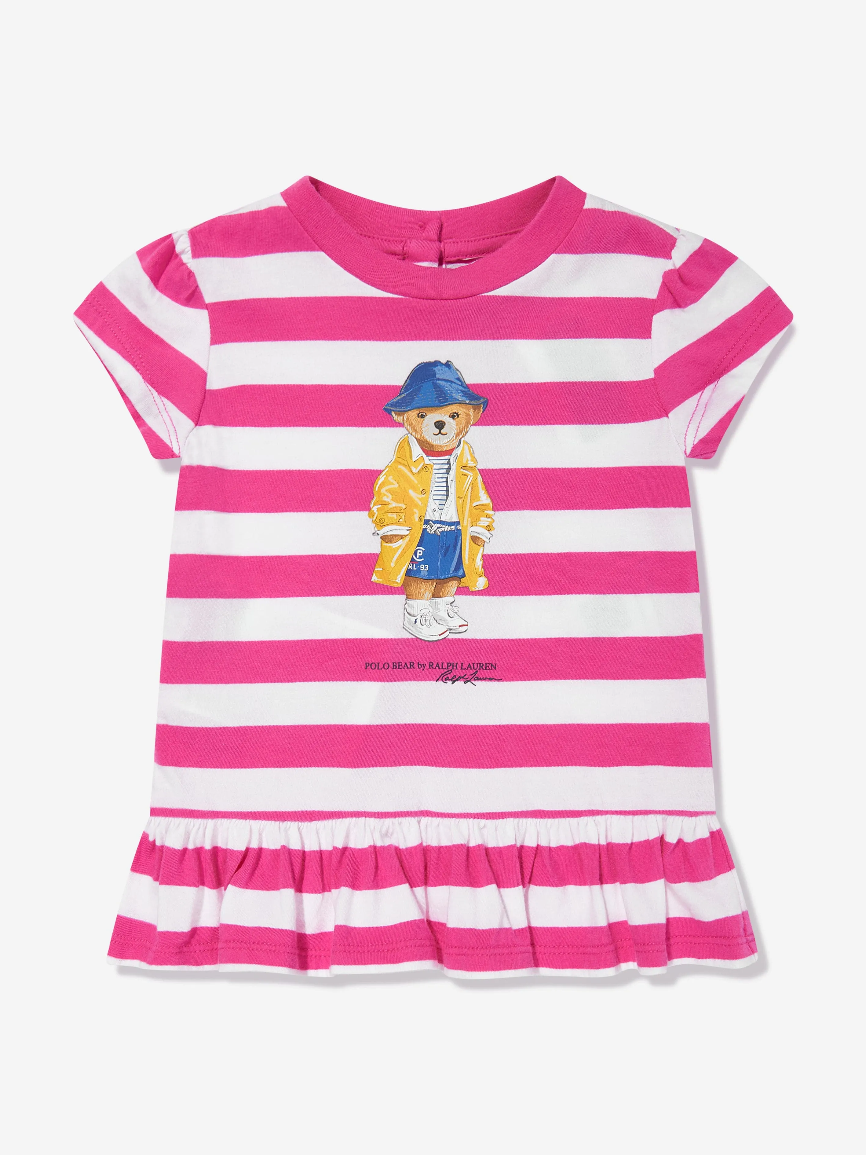 Rosa gestreiftes Polo-Bär-T-Shirt für Baby-Mädchen