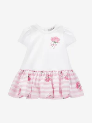 Baby Girls Gestreiftes Rosenkleid in Weiß