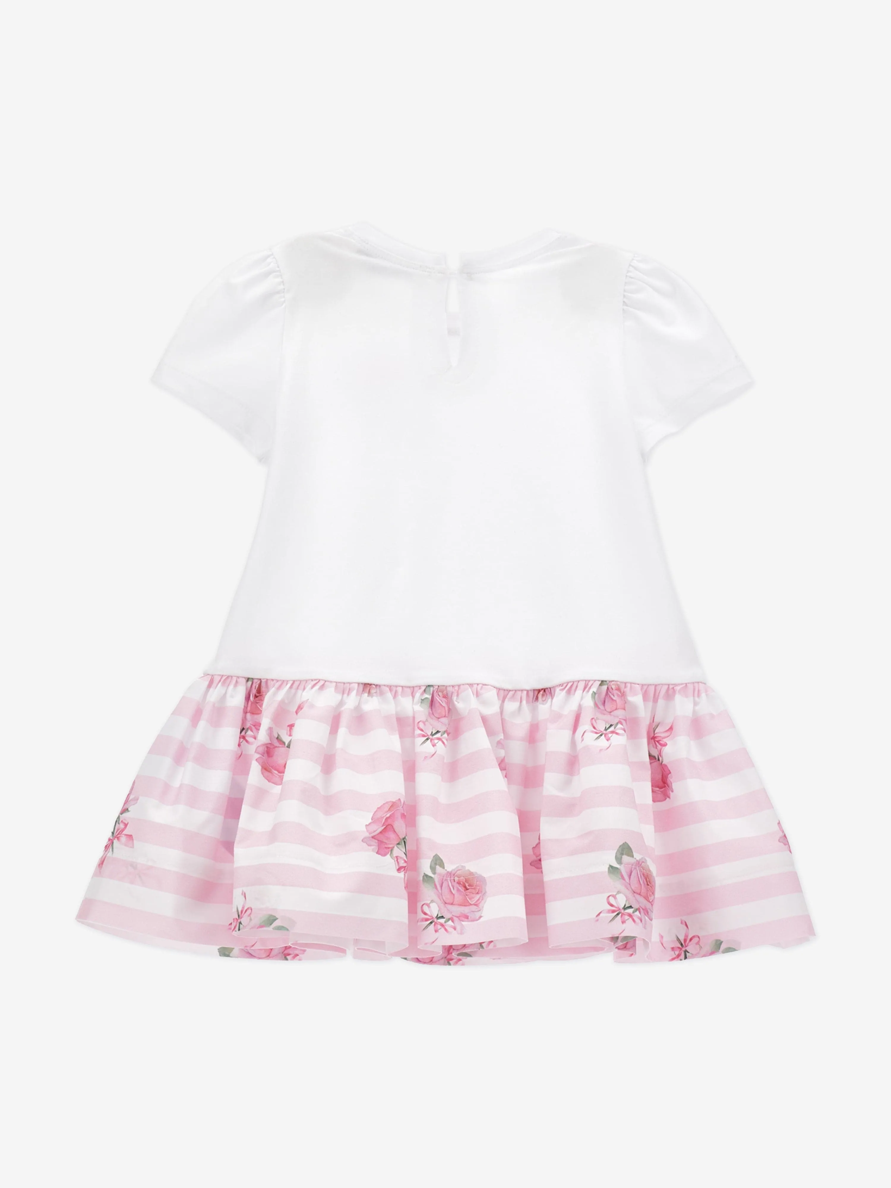 Baby Girls Gestreiftes Rosenkleid in Weiß