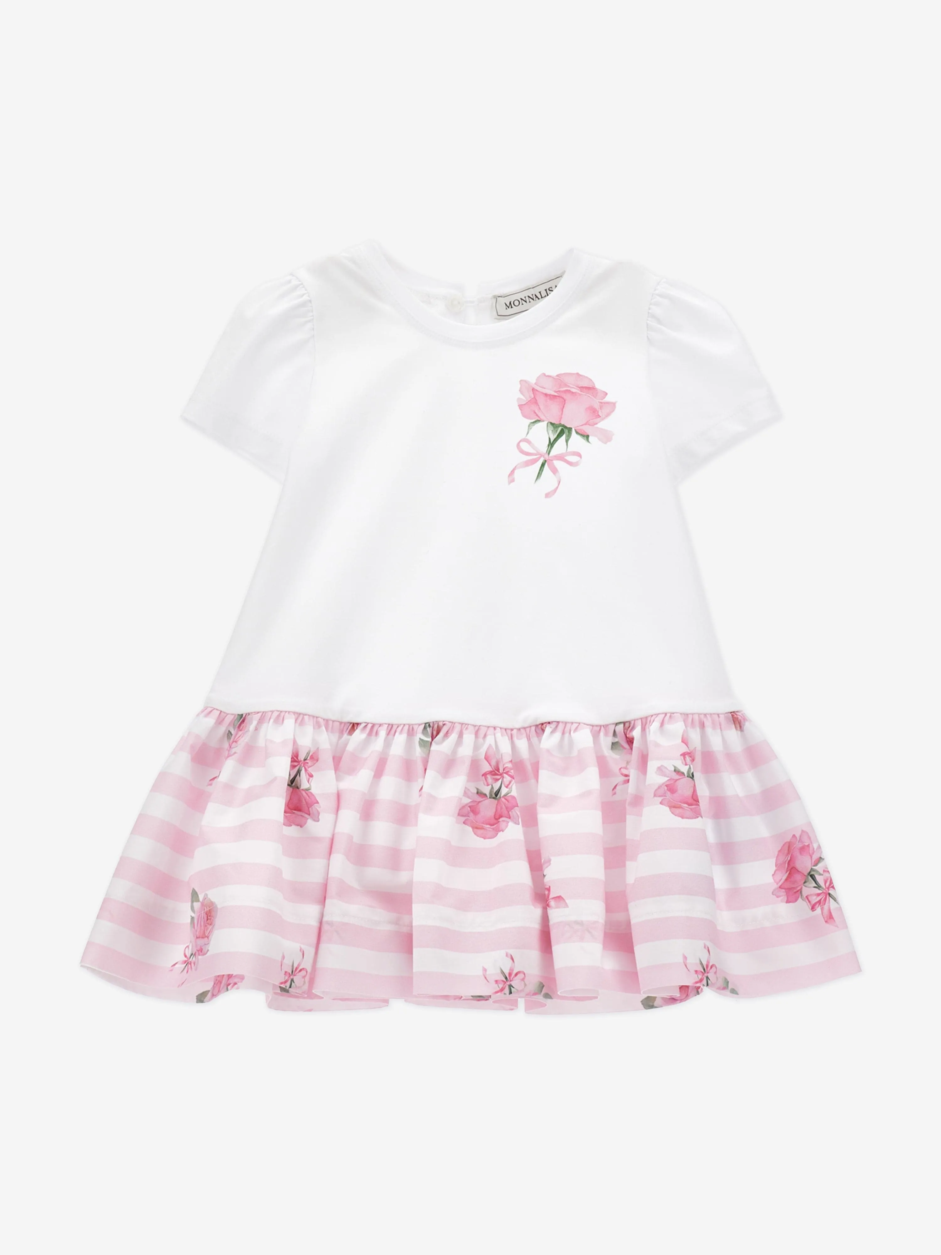 Baby Girls Gestreiftes Rosenkleid in Weiß