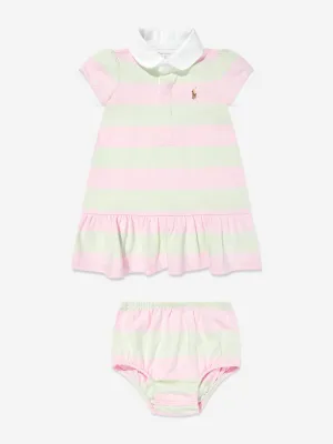 Gestreiftes Rugby-Kleid für Baby-Mädchen mit Pinken Bloomers